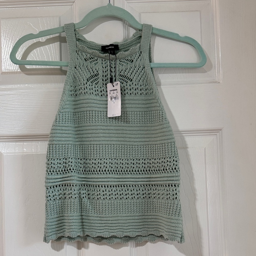 Express Mint/Aqua Green Crochet Crop Top